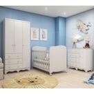 Quarto de Bebê Completo com Guarda Roupa 3 Portas Cômoda e Berço 100% MDF Mimo Espresso Móveis Branco/Brilho Quarto de Bebê Completo com Guarda Roupa 3 Portas Cômoda e Berço 100% MDF Mimo Espresso Móveis Branco/Brilho
