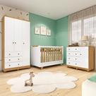 Quarto de Bebê Completo com Guarda-roupa 3 Portas Cômoda e Berço 4em1 Minicama em MDF Zuri Móveis Peroba Quarto de Bebê Completo com Guarda-roupa 3 Portas Cômoda e Berço 4em1 Minicama em MDF Zuri Móveis Peroba
