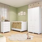 Quarto de Bebê Completo com Guarda-roupa 3 Portas Cômoda e Berço 4em1 Minicama em MDF Zuri Móveis Peroba