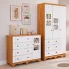 Quarto de Bebê Completo com Guarda Roupa 3 Portas Cômoda Uli 4 Gavetas MDF