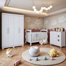 Quarto de Bebê Completo com Guarda-roupa, Berço e Cômoda Lipe