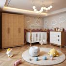 Quarto de Bebê Completo com Guarda-roupa, Berço e Cômoda Lipe