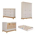 Quarto de Bebê Completo com Guarda Roupa Cômoda Berço e Colchão Liza Permobili