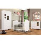 Quarto de Bebê Completo com Guarda Roupa Cômoda com Janela e Berço 100% MDF Uli