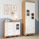 Quarto De Bebê Completo Com Guarda-roupas 2 Portas E Cômoda Luna Multimóveis Mp4796 Madeirado/branco