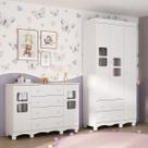 Quarto de Bebê Completo com Guarda-Roupas 3 Portas e Cômoda Luna Multimóveis MP4798
