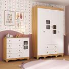 Quarto de Bebê Completo com Guarda-Roupas 4 Portas e Cômoda Luna Multimóveis MP4794