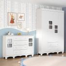 Quarto de Bebê Completo com Guarda-Roupas 4 Portas e Cômoda Luna Multimóveis MP4797