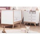 Quarto de Bebê Completo Confete 2 Peças (1 Cômoda + 1 Berço) QI65 Branco/Jequitiba - Henn