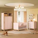 Quarto de Bebê Completo Flora com Berço Cômoda e Roupeiro 5085 Rosa Freijó Qmovi Quarto de Bebê Completo Flora com Berço Cômoda e Roupeiro 5085 Rosa Freijó Qmovi