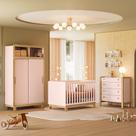 Quarto de Bebê Completo Flora com Berço Cômoda e Roupeiro 5085 Rosa Qmovi Quarto de Bebê Completo Flora com Berço Cômoda e Roupeiro 5085 Rosa Qmovi