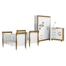 Quarto de Bebê Completo Gêmeos com Guarda-Roupa, 2 Berços e Cômoda Gael Tigus Baby