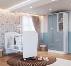 Quarto de Bebê Completo Guarda Roupa 3 Portas 2 Gavetas com Berço Arco-Íris