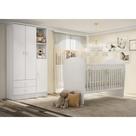 Quarto de Bebê Completo Guarda Roupa 3 Portas 2 Gavetas com Berço Lua Móveis Percasa Branco