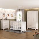Quarto de Bebê Completo Guarda Roupa 4 Portas 2 Gavetas com Cômoda e Berço Lily Espresso Móveis