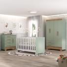 Quarto de Bebê Completo Guarda Roupa 4 Portas 2 Gavetas com Cômoda e Berço Lily Espresso Móveis
