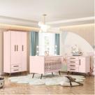 Quarto de Bebê Completo Guarda-roupa, Berço e Cômoda Q-encanto Retrô