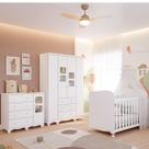 Quarto de Bebê Completo Guarda Roupa Uli 4 Portas 3 Gavetas Berço Americano Uli Cômoda Uli 4 Gavetas 1 Porta