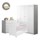 Quarto de Bebê Completo Helena Phoenix Baby com Berço Qmovi 1344 Branco e Colchão Gazin