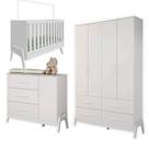 Quarto de Bebê Completo Infantil 100 MDF Guti 4 Portas Branco Brilho Móveis Peroba