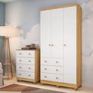 Quarto de Bebê Completo Junior 3 Portas 7 Gavetas 100% Mdf Branco Brilho/Amêndoa - Movéis Peroba Quarto de Bebê Completo Junior 3 Portas 7 Gavetas 100% Mdf Branco Brilho/Amêndoa - Movéis Peroba