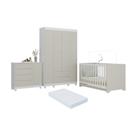 Quarto de Bebê Completo MP4598 Allegra 5 Portas 6 Gavetas MDP Branco-off White Multimóveis