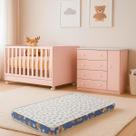 Quarto de Bebe Completo para Menina Infantil Rosa Acetinado Qmovi