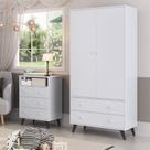 Quarto De Bebê Completo Roupeiro 2 Portas 2 Gavetas Com Cômoda 3 Gavetas 1 Nicho Nuvem