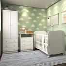 Quarto de Bebê Completo Smim Uli 2 Portas 6 Gavetas 100% Mdf Branco Brilho - Móveis Peroba
