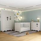 Quarto de Bebê Completo Suspiro MP4616 5 Portas 6 Gavetas em MDP-MDF 122cm Branco-off White