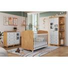 Quarto de Bebê Completo Uli 3 Peças (1GuardaRoupa+1Berço+1Cômoda) QI108 Branco/Amendoa - Peroba