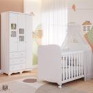 Quarto de Bebê Completo Uli com Guarda Roupa 3 Portas 3 Gavetas e Berço Americano MDF