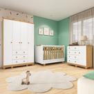 Quarto de Bebê Completo Zuri 5 Portas 7 Gavetas 100% Mdf Branco Brilho/Amêndoa - Móveis Peroba Quarto de Bebê Completo Zuri 5 Portas 7 Gavetas 100% Mdf Branco Brilho/Amêndoa - Móveis Peroba