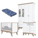 Quarto De Bebê Confete Branco Brilho Jequitibá Hp Com Colchão Ortobom - Henn
