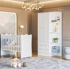 Quarto de Bebê Doce Sonho Roupeiro 825 + Berço 1 Qmovi Branco