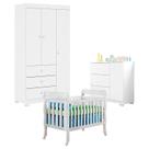 Quarto de Bebê Duda 3 Portas com Berço Americano Lila Branco Brilho Phoenix Baby
