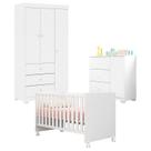 Quarto de Bebê Duda 3 Portas com Berço Americano Mini Cama Doce Sonho 100 Branco Brilho Phoenix Baby