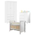 Quarto de Bebê Duda 3 Portas com Berço Americano Mirelle Branco Brilho Phoenix Baby