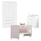 Quarto de Bebê Duda 3 Portas com Berço Nacional Doce Sonho 3540 Branco Brilho Phoenix Baby