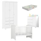 Quarto de Bebê Duda 3 Portas e Berço Americano Mini Cama Mel Branco Brilho com Colchão Gazin Phoenix Baby Quarto de Bebê Duda 3 Portas e Berço Americano Mini Cama Mel Branco Brilho com Colchão Gazin Phoenix Baby