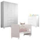 Quarto de Bebê Duda 4 Portas com Berço Nacional Doce Sonho 3540 Branco Brilho Phoenix Baby