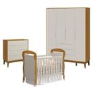 Quarto de Bebê Elfe Classic e Berço Danny 4 Portas MDF Areia Savana Reller