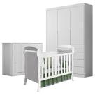 Quarto de Bebê Eloá com Berço Americano Danny Branco Acetinado Phoenix Baby