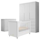 Quarto De Bebê Eloá Com Berço Americano Tutto New Branco Acetinado Phoenix Baby
