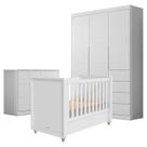 Quarto de Bebê Eloá com Berço Americano Tutto New Branco Acetinado Phoenix Baby