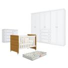 Quarto de Bebê Evolution 4 em 1 6 Portas em MDF-MDP 133cm Branco Acetinado Savana Móveis Henn