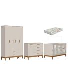 Quarto De Bebê Flip Guarda Roupa 4 Portas Areia Acetinado Com Colchão Gazin - Reller Quarto De Bebê Flip Guarda Roupa 4 Portas Areia Acetinado Com Colchão Gazin - Reller