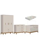 Quarto De Bebê Flip Guarda Roupa 4 Portas Areia Acetinado Com Colchão Gazin - Reller Quarto De Bebê Flip Guarda Roupa 4 Portas Areia Acetinado Com Colchão Gazin - Reller