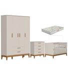 Quarto de Bebê Flip Guarda Roupa 4 Portas Areia Acetinado com Colchão Gazin - Reller Quarto de Bebê Flip Guarda Roupa 4 Portas Areia Acetinado com Colchão Gazin - Reller
