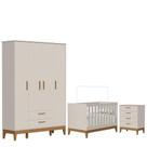 Quarto De Bebê Flip Guarda Roupa 4 Portas E Cômoda Gaveteiro Areia Acetinado - Reller Quarto De Bebê Flip Guarda Roupa 4 Portas E Cômoda Gaveteiro Areia Acetinado - Reller
